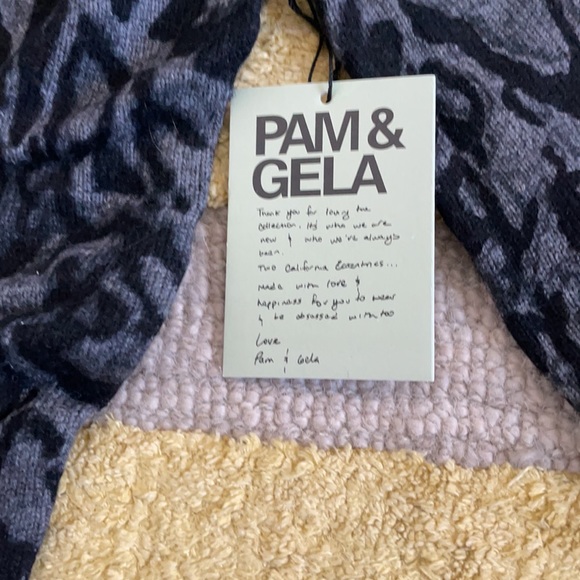 Pam & Gela Ocelot V Neck Sweater in Grey - Picture 11 of 12